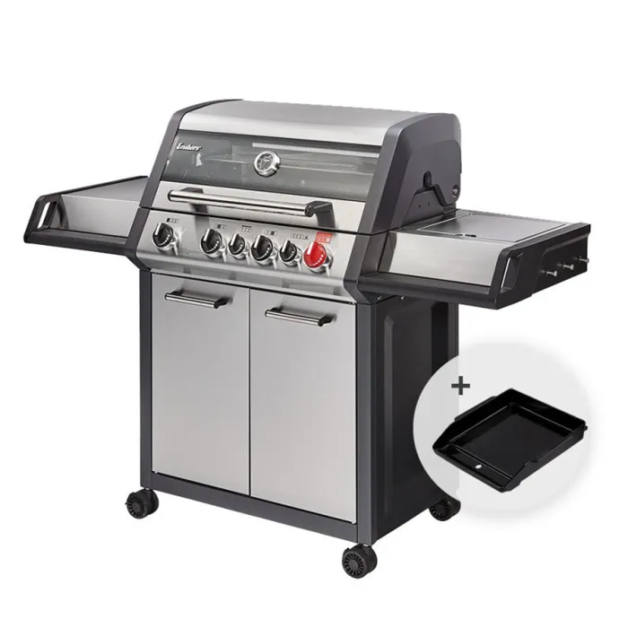 Barbecue gaz Monroe Pro 4 SIK Turbo 1 Turbo Zone + PLAQUE PLANCHA OFFERTE