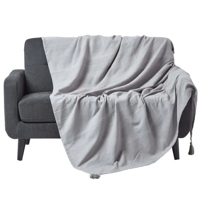 Plaid Rajput Gris Clair 255x360cm Jeté De Canapé En Coton Homescapes