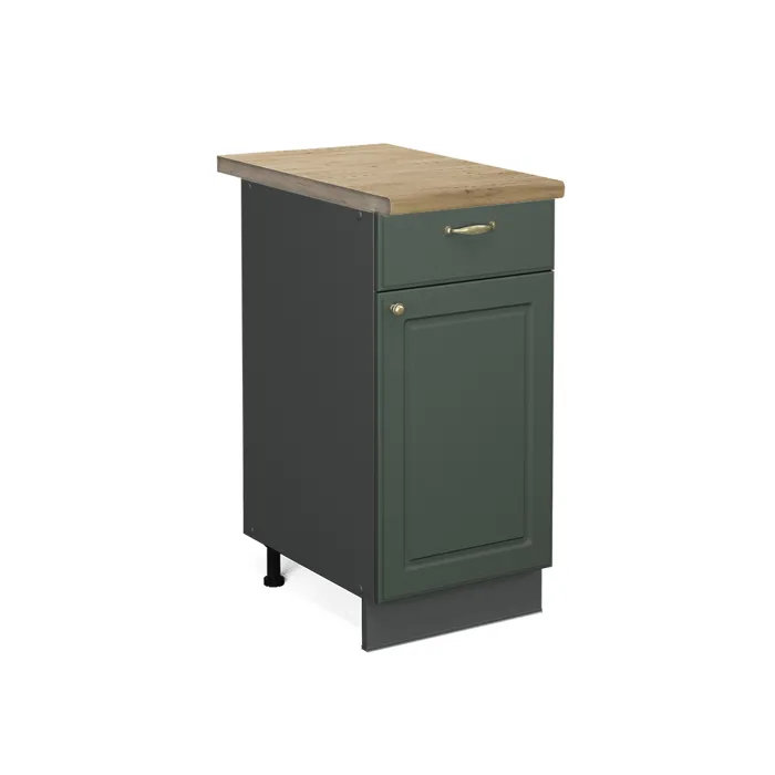 Vicco Meuble cuisine Vert Or Campagne/Anthracite 40cm plan de travail Chêne doré