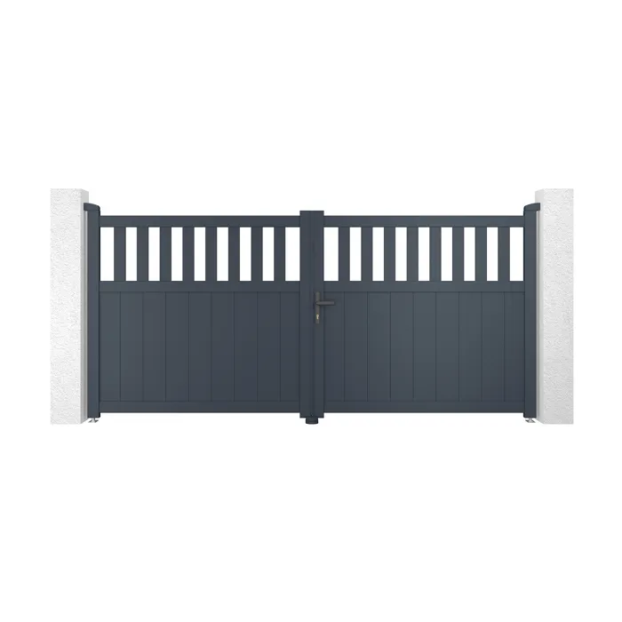 Portail battant 3m SANTIS H.140cm + Portillon 1m SANTIS H.140cm aluminium gris