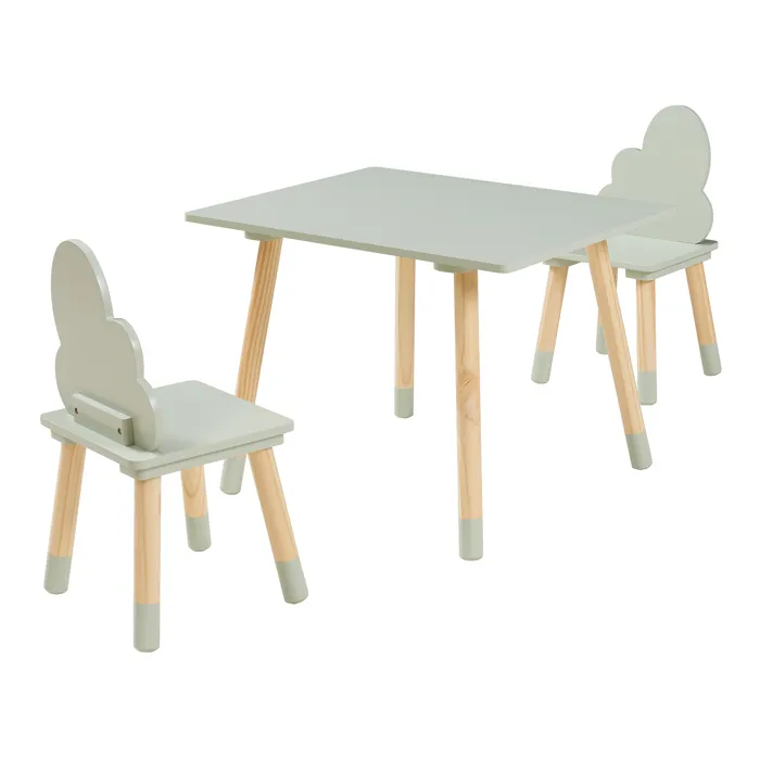 Ensemble de table et 2 chaises pour enfants Hovle vert menthe en.casa