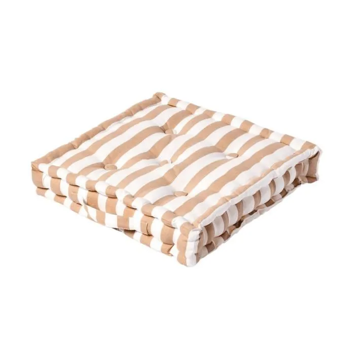 Coussin De Sol Beige Grandes Rayures 50x50cm - Homescapes