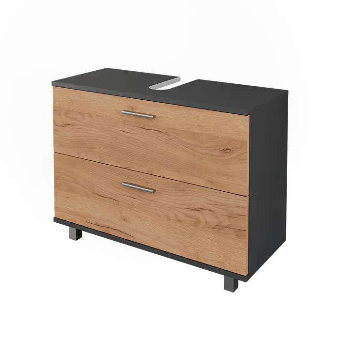 Vicco Meuble sous vasque Anthracite/chêne doré 80.2x60.8cm avec 2 tiroirs