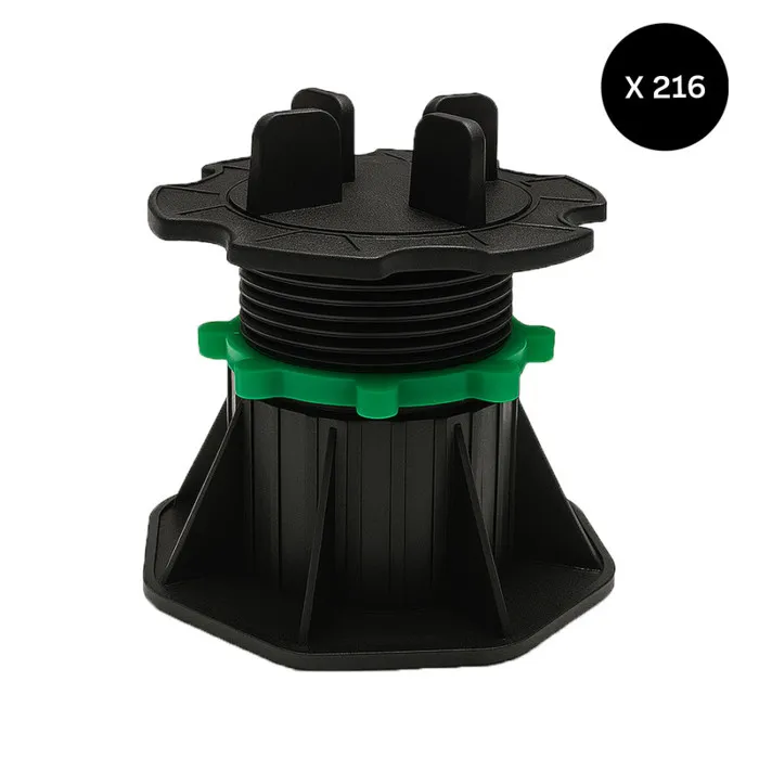 Lot de 216 plots réglables 50 à 80 mm dalle et carrelage Noir