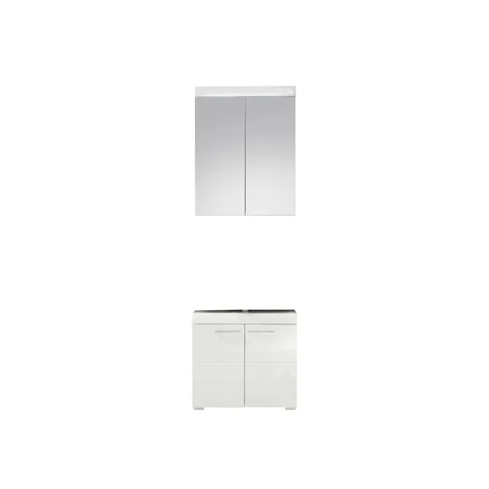 AMANDA - Ensemble salle de bain 2 pièces. mélaminé Blanc Brillant L - H - P: 60 - 190 - 34 cm