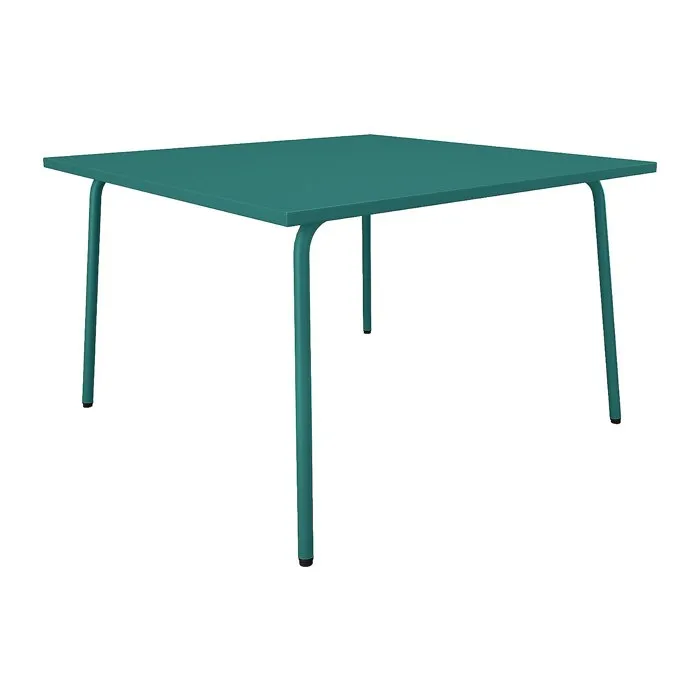 Table de jardin carrée L.120 cm en métal - Bleu canard - MIRMANDE de MYLIA