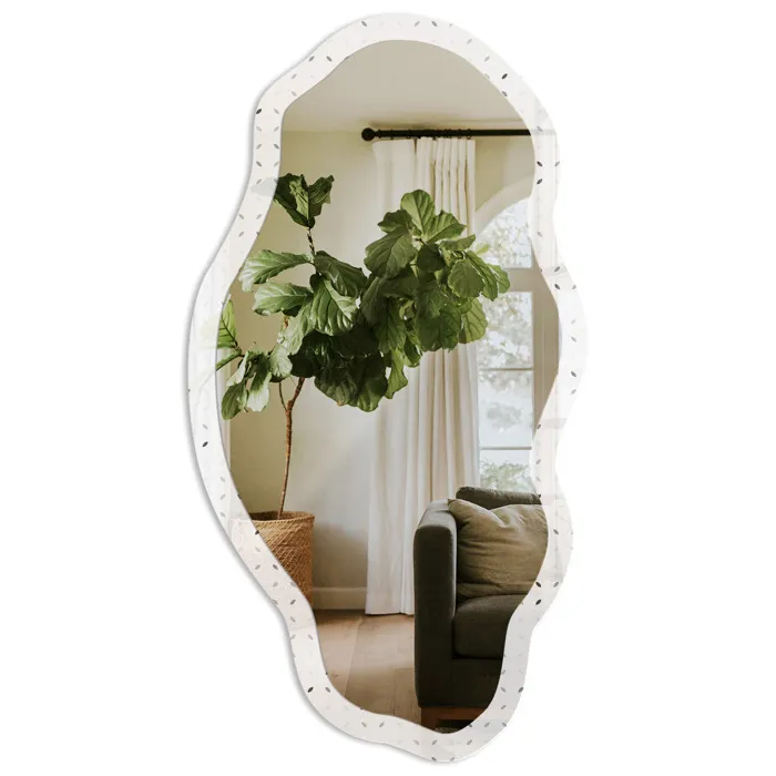 Miroir Mural Décoratif De Forme Irrégulière Blanc Pour La Salle De Bain 52x97 Cm