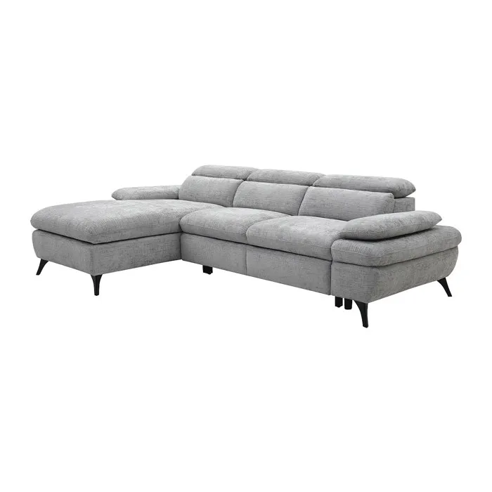 Canapé d'angle gauche convertible en tissu texturé gris SURDELI