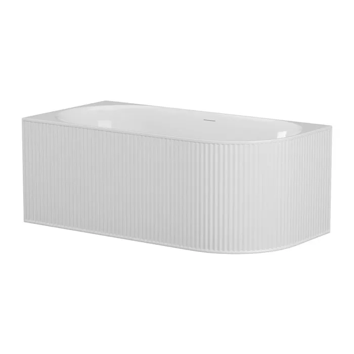 Baignoire d'angle striée - 150 x 75 x 58 cm - Acrylique - Blanc mat - Angle gauche - 215L - BARBORI