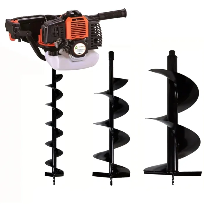 Tarière Thermique 52 Cm3 - 3 Cv + Lot De 3 Mèches (100, 200 Et 300 Mm)
