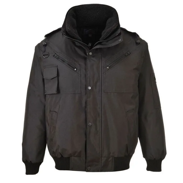 Blouson de travail pilote imperméable manches amovibles 3-en-1 Portwest Bomber Noir L