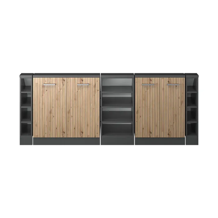 Vicco Ensembles de meuble de rangement sous pente Chêne Artisan/Anthracite Lot de 5