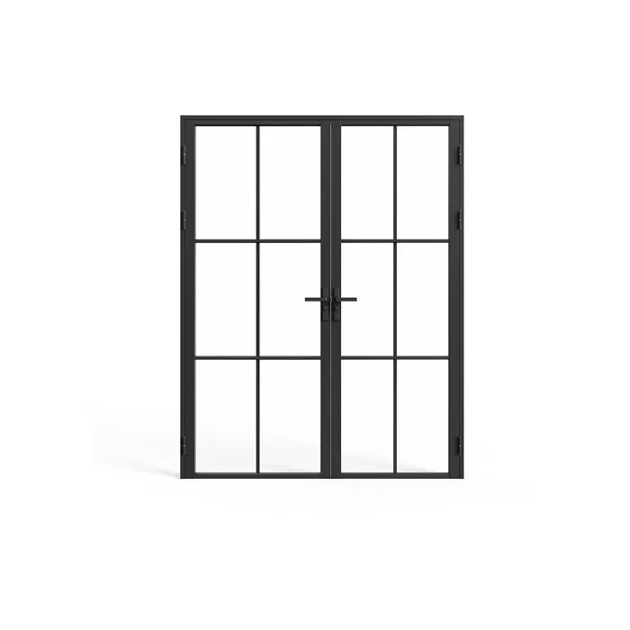 Bloc porte à deux battants en aluminium et verre trempé - 2 x H204 x L73 cm - Noir - SEROTO