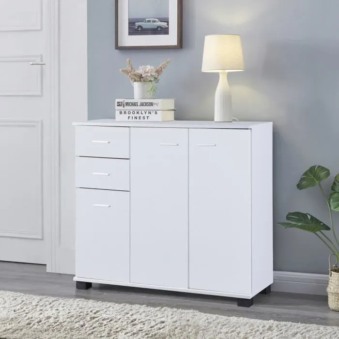 Commode Crimla 76 x 80 x 28 cm blanc en.casa