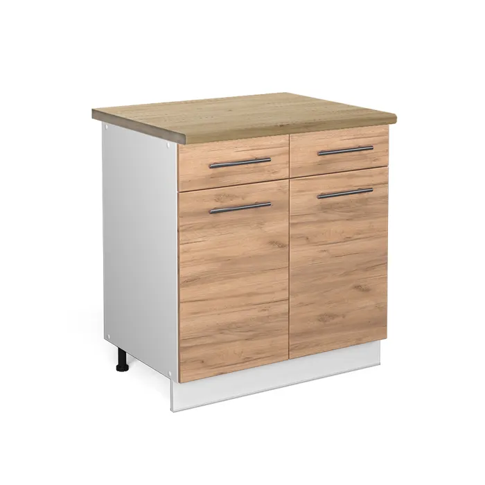 Vicco Meuble cuisine Chêne doré/Blanc 80cm plan de travail Chêne doré