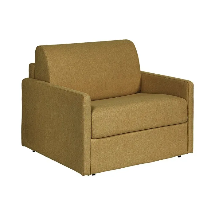 Fauteuil convertible express en tissu texturé jaune - Matelas 14 cm CALIFE