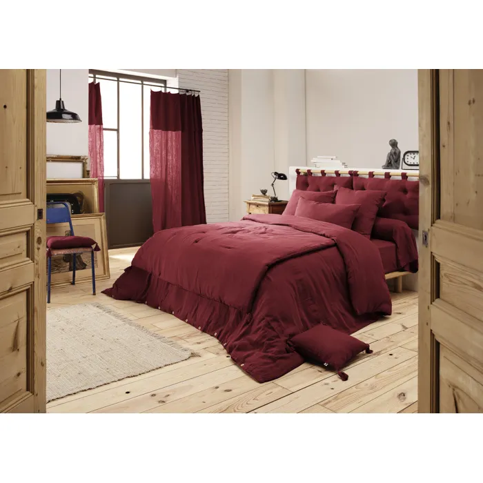 Housse de couette 260 x 240 cm Double gaze de coton Gaïa Bordeaux