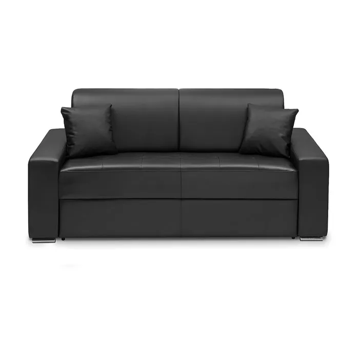 Canapé 3 places convertible express en simili - Noir - Couchage à lattes larges 140 cm - Matelas 14 cm EMIR