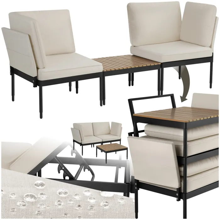 Salon De Jardin 5-en-1 En Aluminium Dossier Réglable Sur 5 Positions
