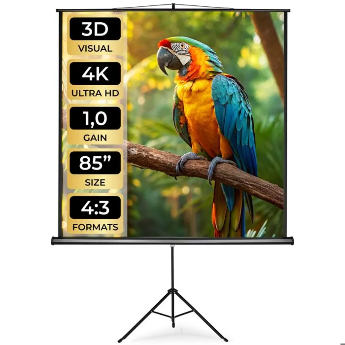 Écran De Projection Extensible Avec Un Trépied En Polyester Blanc