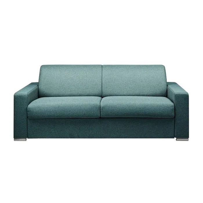 Canapé 4 places convertible express en tissu chiné bleu - Couchage 160 cm - Matelas 18 cm CALITO
