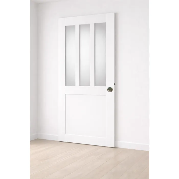Porte Coulissante Atelier Blanc Vitre Depoli H204 X L73 Cm, Coquilles, Tire Doigt Gd Menuiseries