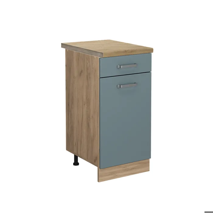 Vicco Meuble cuisine Bleu-gris/Chêne doré 40cm plan de travail Chêne doré