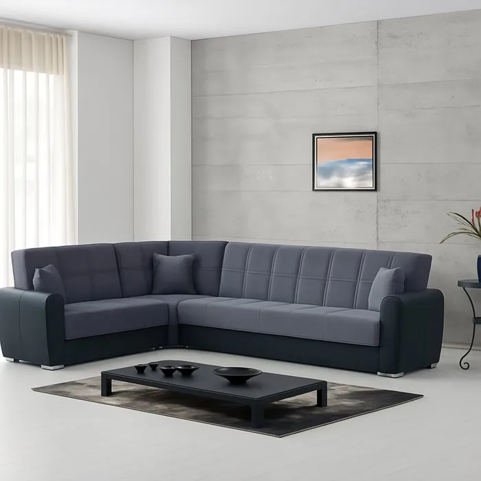 Canapé,effet Bois,gris Noir,305x238h91 Cm