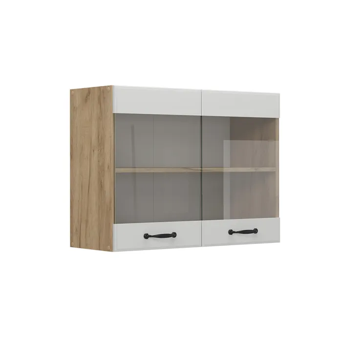 Vicco Meuble de cuisine haut vitré Blanc campagne 80cm