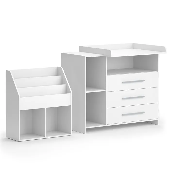 Vicco Ensemble pour chambre d Blanc 2 pièces, avec commode à langer et bibliothèque