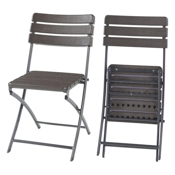 Lot de 2 chaises pliantes Lillestroem 81 x 46 x 58 cm effet bois marron foncé en.casa
