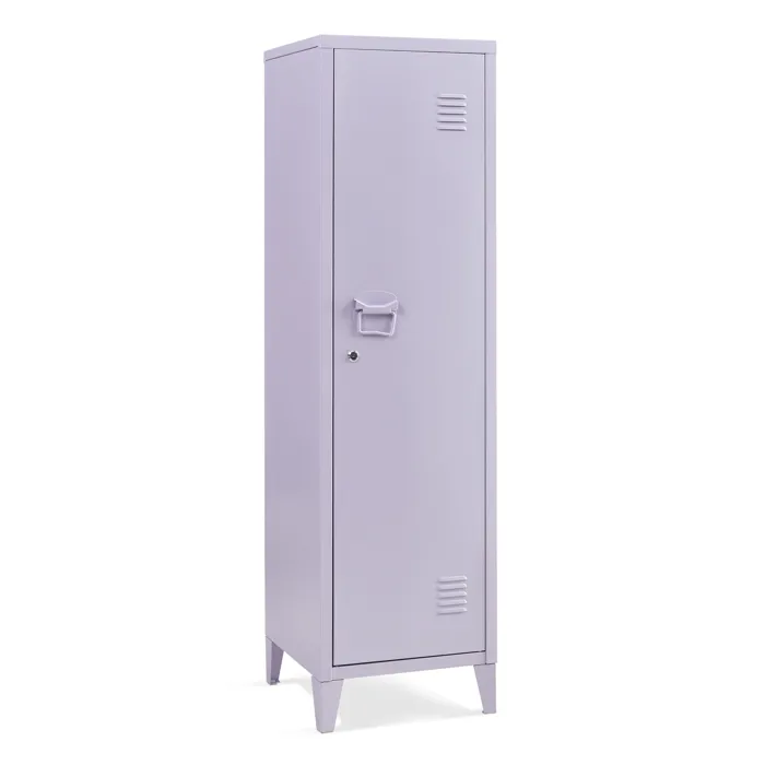 Armoire à casier Kurikka métallique vérouillable 137 x 38 x 38 cm violet clair en.casa
