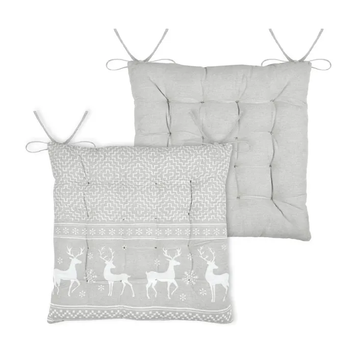 Galette de chaise cerf style montagne en coton (40x40 cm - Naturel)
