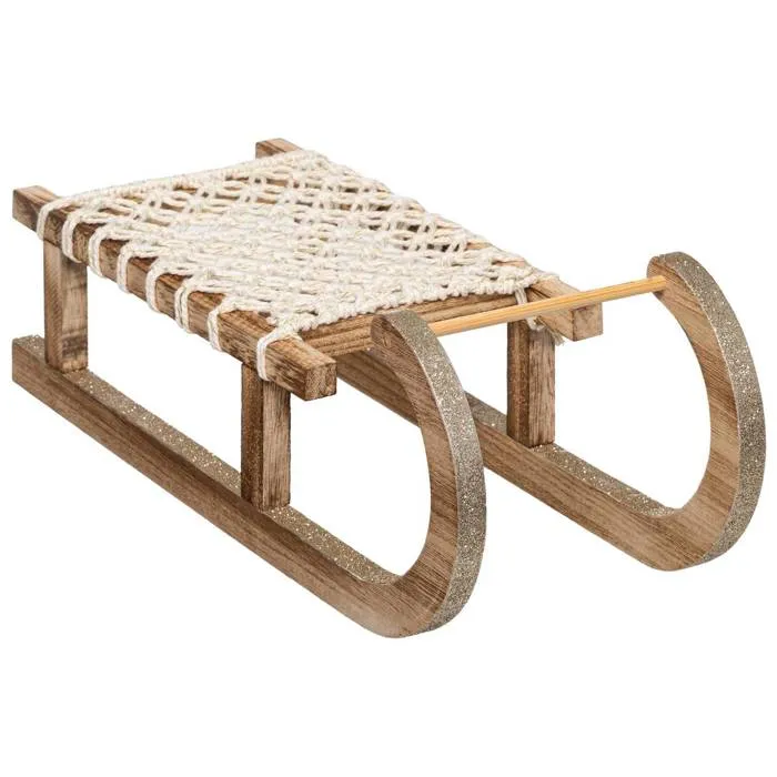 Objet Bois Luge Corde L 40 Cm - Feeric Lights & Christmas