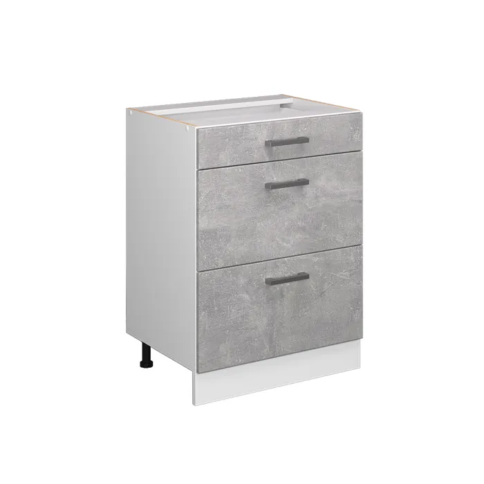 Vicco Meuble cuisine Béton 60cm avec tiroirs, sans PT