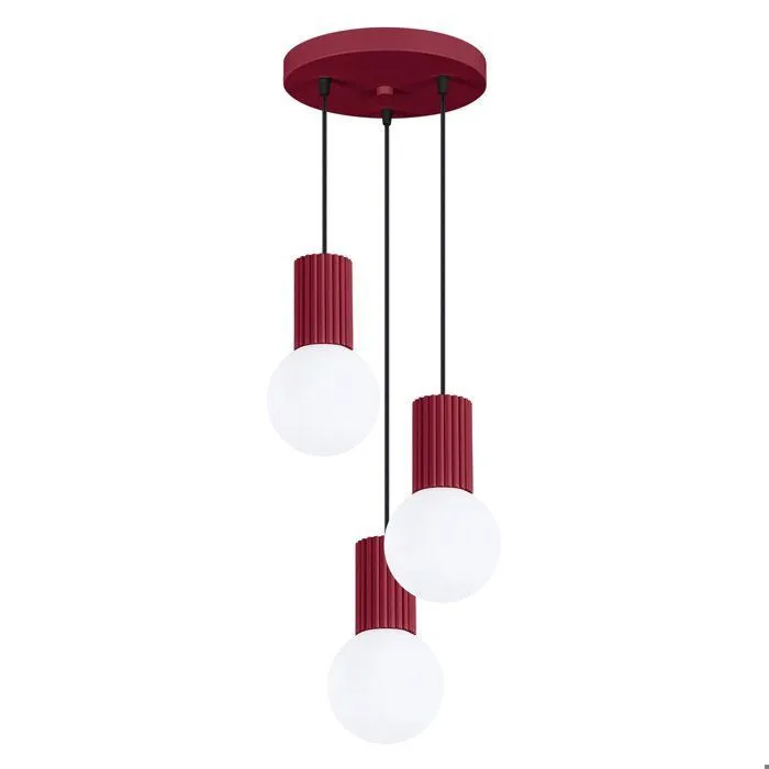 Suspension en Aluminium/verre - ORBIS 3P - Bourgogne - IP20 - 8 - G9