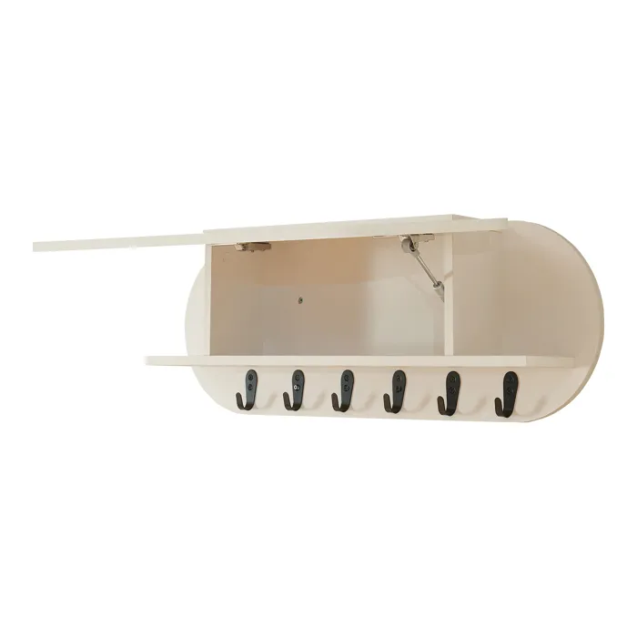 Portemanteau mural Vilkön avec compartiment de rangement 80 x 16 x 30 cm beige en.casa