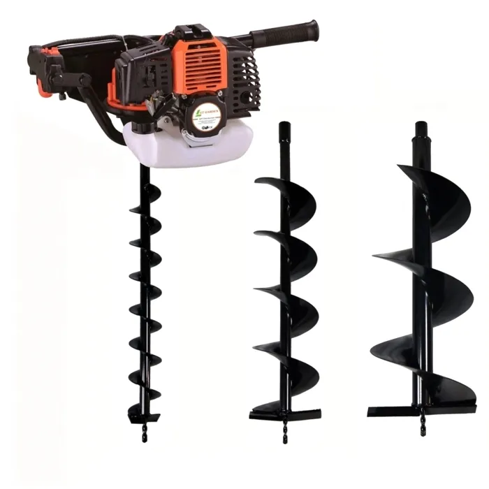 Tarière thermique 52 cm3 - 3 CV + lot de 3 mèches (80, 150 et 250 mm) - GT GARDEN