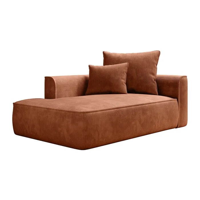 Méridienne gauche en velours côtelé terracotta PINETA