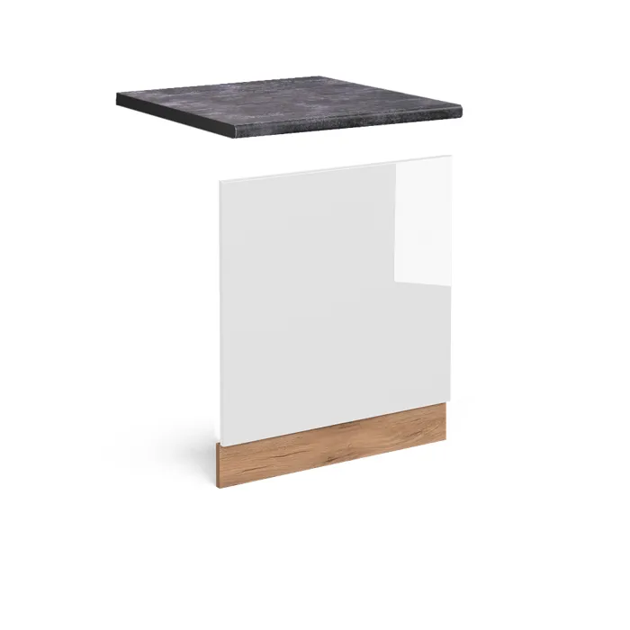 Vicco Façade Blanc Haute brillance/Chêne doré 60cm plan de travail Anthracite