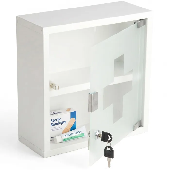 Armoire À Pharmacie Verrouillable Allen En Métal Thermolaqué, Blanc, 30 X 30 Cm