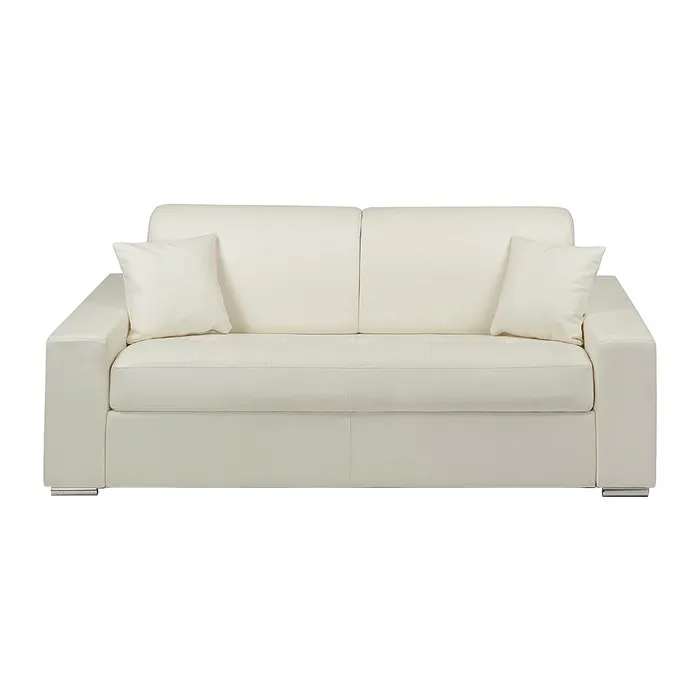 Canapé 3 places convertible express en simili - Blanc - Couchage à lattes larges 140 cm - Matelas 14 cm EMIR