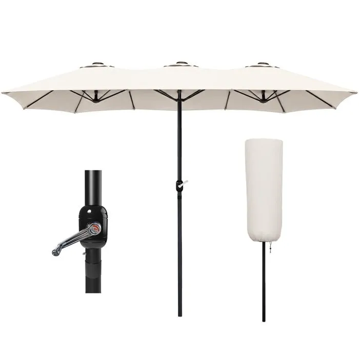Vounot Parasol Jardin Double Aluminium 270 X 460 Cm Beige