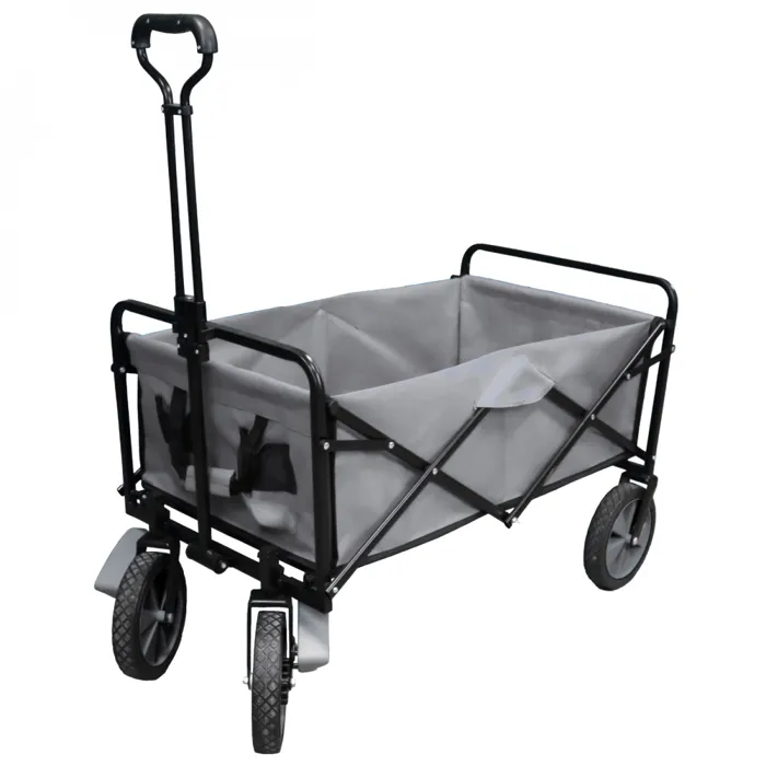 Chariot de transport, remorque de jardin pliable à roulettes - 90 Kg - Gris - Linxor