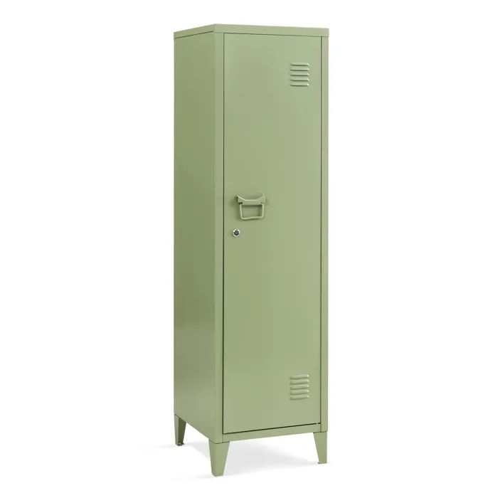 Armoire à casier Kurikka métallique vérouillable 137 x 38 x 38 cm vert olive en.casa