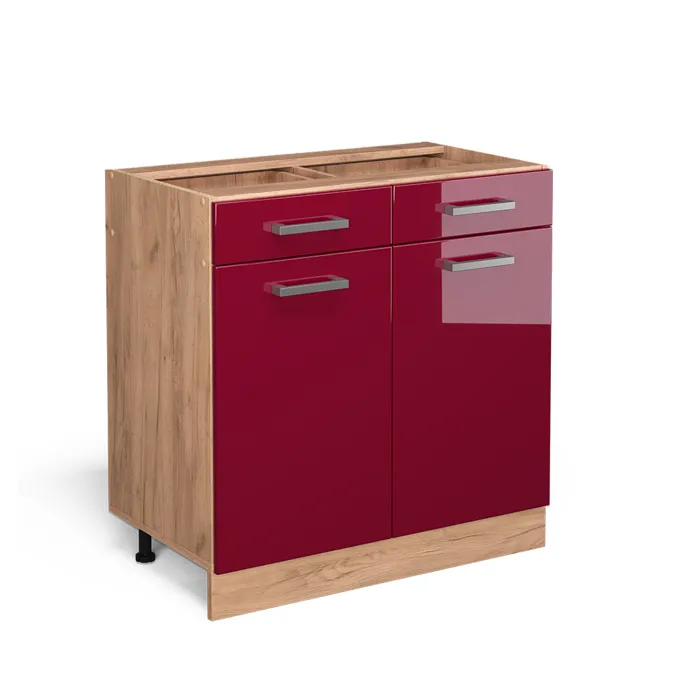 Vicco Meuble cuisine Rouge brillant 80cm sans PT