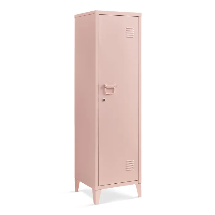 Armoire à casier Kurikka métallique vérouillable 137 x 38 x 38 cm beige pêche en.casa