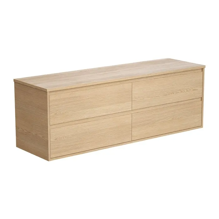 Meuble sous vasque suspendu avec planche - Placage chêne - 150 cm - MILIPAM