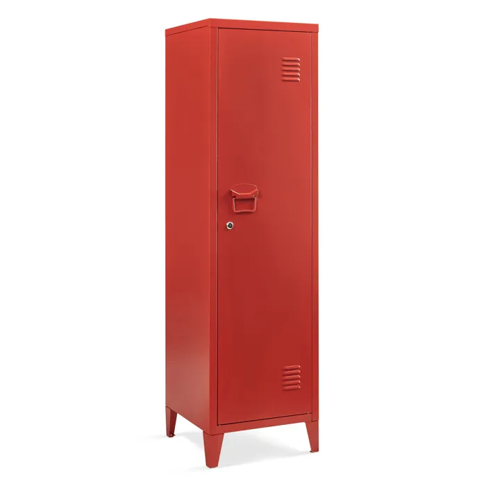 Armoire à casier Kurikka métallique vérouillable 137 x 38 x 38 cm rouge en.casa
