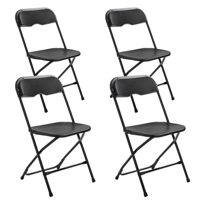 Lot de 4 chaises pliantes noires de réception Oviala